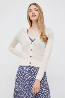 Swetry damskie - Calvin Klein kardigan wełniany damski kolor beżowy lekki - grafika 1