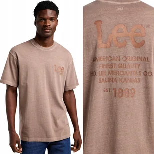 Lee LOGO LOOSE TEE BARDZO LUŹNY BEŻOWY BAWEŁNIANY T-SHIRT KOSZULKA LOGO M - Koszulki męskie - miniaturka - grafika 1
