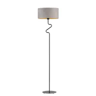 Lampy stojące - Lampa Stojąca Z Abażurem Do Salonu Moroni Velur E27, Szary Ze Złotym Wnętrzem/Czarny - miniaturka - grafika 1