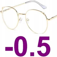 Okulary korekcyjne, oprawki, szkła - Okulary metal korekcyjne minusy kocie uszy -0.5 - miniaturka - grafika 1