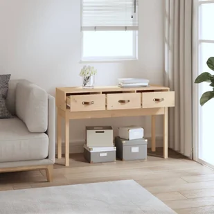 Stolik konsolowy, 114x40x75 cm, lite drewno sosnowe Lumarko! - Konsole i sekretarzyki - miniaturka - grafika 7