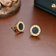 Kolczyki - TEMU 1 Para Kolczyków w Stylu Vintage z Minimalistycznymi Rzymskimi Cyframi - Hipoalergiczne, Stal Nierdzewna Pozłacana 18K Złotem, Idealne na - miniaturka - grafika 1