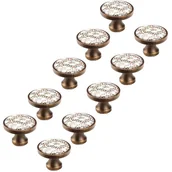 Zawiasy, okucia i inne akcesoria - Zestaw 10 ceramicznych gałek meblowych w stylu vintage - 32 mm - do szafek, szuflad i kuchni - miniaturka - grafika 1