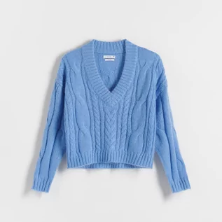 Swetry damskie - Reserved - Sweter z wełną - Niebieski - grafika 1