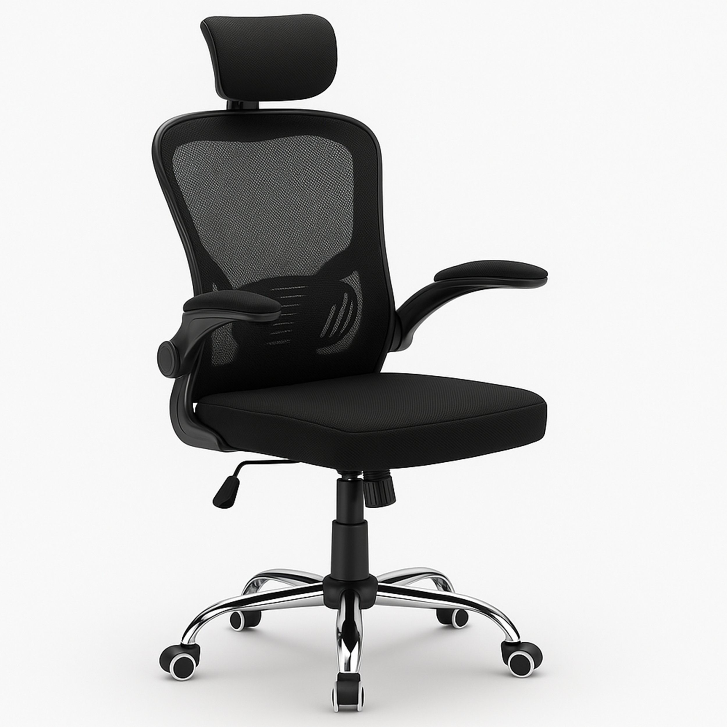 Kontrasto Krzesło biurowe czarne fotel obrotowy z zagłówkiem siatkowy