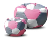 Fotele i pufy dla dzieci - Pufa piłka XXXXL worek + gratis biało-szaro-różowa - miniaturka - grafika 1