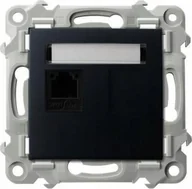 Gniazdka elektryczne - Ospel Gniazdo telefoniczne Ospel Szafir GPT-1Z/m/33 pojedyncze czarny metalik - miniaturka - grafika 1