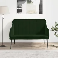 Ławki do przedpokoju - vidaXL Ławka ciemnozielona, 110x76x80 cm, obita aksamitem - miniaturka - grafika 1