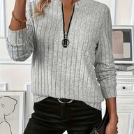 Bluzy damskie - TEMU Wiosenno-Jesienna Bluza Z Kapturem Dla Kobiet, Elegancka Długa Bluza Z Żebrowanymi Rękawami - miniaturka - grafika 1