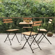Fotele i krzesła ogrodowe - vidaXL Składane krzesła bistro, 4 szt., lite drewno tekowe i stal - miniaturka - grafika 1