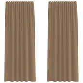 Zasłony - vidaXL Zasłony woalowe z kieszeniami na drążek 2 szt. Jasnobrązowe - miniaturka - grafika 1