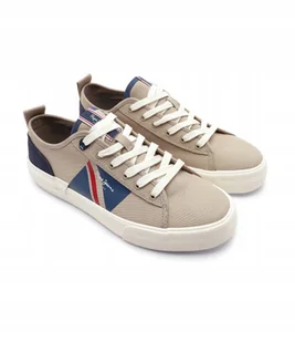 PEPE JEANS ALLEN FLAG TRAMPKI MĘSKIE BRĄZOWE ZE SKÓRĄ 42 AWD - Trampki męskie - miniaturka - grafika 1