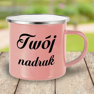 Koralowy kubek metalowy, emaliowany z Twoim nadrukiem - Kubki - miniaturka - grafika 1