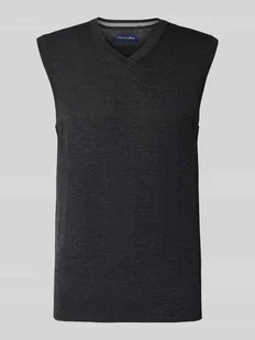 Bluzka z dzianiny z wełny lana z dekoltem w serek - Kamizelki męskie - miniaturka - grafika 1