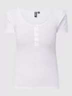 Koszulki i topy damskie - T-shirt z prążkowaną fakturą model ‘Kitte’ - miniaturka - grafika 1