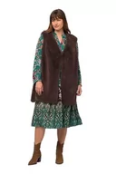 Kamizelki damskie - Ulla Popken, Damska kamizelka z imitacji futra w stylu dworkowym, ciemnobrązowy - miniaturka - grafika 1