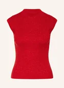 Koszulki i topy damskie - Ichi Dzianinowy Top Ihcody Z Błyszczącą Przędzą rot - miniaturka - grafika 1