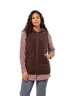 Kamizelki damskie - Jack Wolfskin Damska kamizelka HIGH Curl Long Vest W polarowa kamizelka, Boysenberry, L, Boysenberry, L - grafika 1