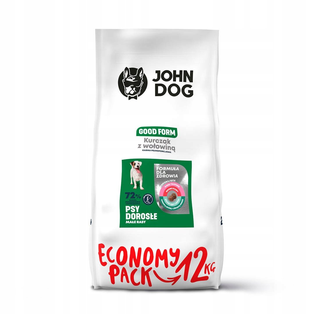 John Dog Good Form Kurczak Z Wołowiną Dorosłe Małe Rasy 12Kg