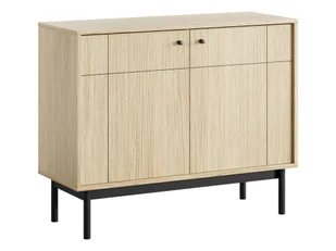 Komoda Japandi K104 Czarny / Dąb Linea - Inne meble do salonu - miniaturka - grafika 1