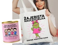 Torby i wózki na zakupy - Prezent dla nauczycielki na Dzień Nauczycielka torba zapakowana w puszkę - ZESTAW PREZENTOWY ŻAJEBISTA NAUCZYCIELKA - miniaturka - grafika 1