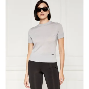 Calvin Klein Wełniana bluzka | Slim Fit - Bluzki damskie - miniaturka - grafika 1