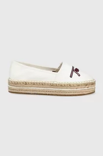 Espadryle damskie - Tommy Hilfiger espadryle kolor beżowy na platformie - grafika 1