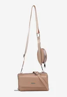 Torebki damskie - Jasnobrązowa Dwukomorowa Torebka na Ramię z Dwoma Odpinanymi Paskami Siarana - miniaturka - grafika 1