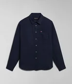 Koszule męskie - camicie uomo napapijri g-linen ls np0a4hq2 176 blu marine - Napapijri - miniaturka - grafika 1