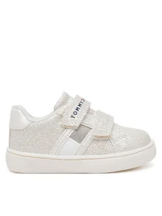 Tommy Hilfiger Sneakersy Flag Low Cut Velcro Sneaker T1A9-33726-0375 M Écru - Buty dla dziewczynek - miniaturka - grafika 1