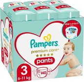Pieluchy - Pampers Pieluchomajtki Premium Care Pants 3, 6-11 kg, 140 szt. - miniaturka - grafika 1