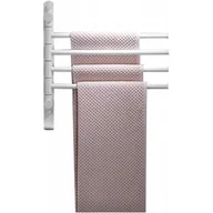 Wieszaki łazienkowe - Wieszak na ręczniki łazienkowe, obrotowy, ścienny, czteroramienny, z haczykami, biały - miniaturka - grafika 1