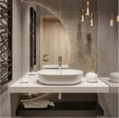 Lustra - Lustro łazienkowe półokrągłe ścienne matteo 180x90 cm duże samoprzylepne - miniaturka - grafika 1