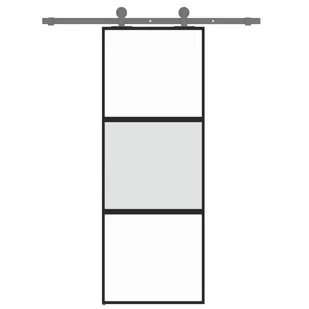 Drzwi przesuwne, czarne, 76x205 cm, szkło hartowane, aluminium 8721012120358 - Drzwi wewnętrzne - miniaturka - grafika 4