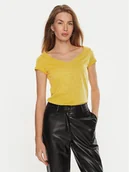 Koszulki i topy damskie - Sisley T-Shirt 3TNHL4007 Żółty Regular Fit - miniaturka - grafika 1