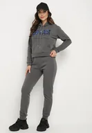 Bluzy sportowe damskie - Ciemnoszary Ocieplany Komplet Dresowy z Bawełny Joggery i Bluza z Kapturem i Nadrukiem Filola - miniaturka - grafika 1