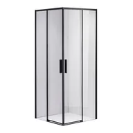 Kabiny prysznicowe - Czarna kabina prysznicowa kwadratowa Super Slim Nova 90x90 drzwi rozsuwane - miniaturka - grafika 1