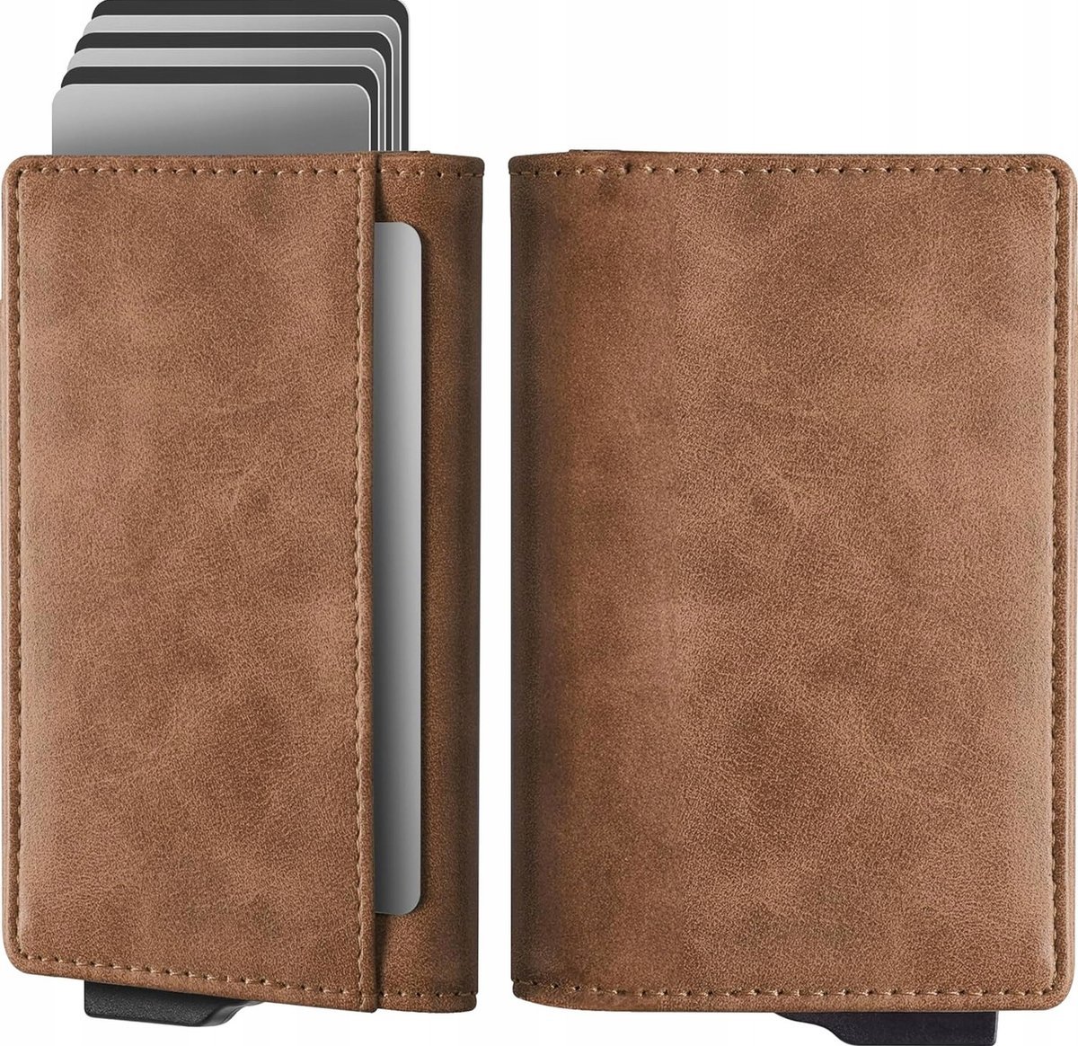 PORTFEL ETUI NA KARTY ELEGANCKI POJEMNY SKÓRA ALUMINIUM RFID SLIM