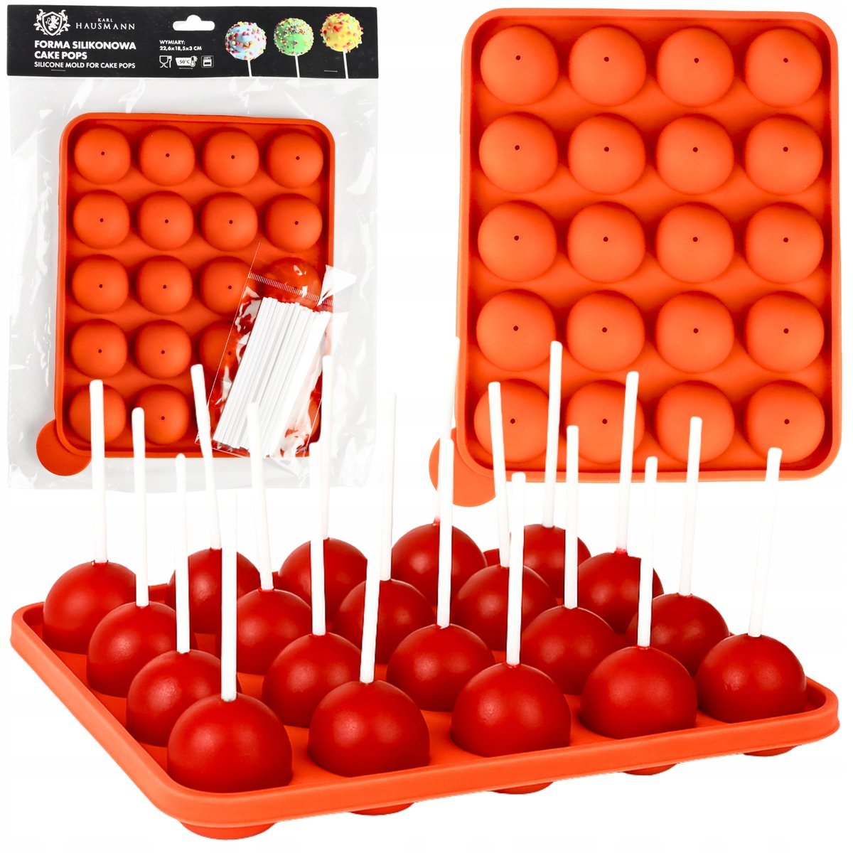 SILIKONOWA FORMA CZEKOLADKI KARMELKI LIZAKI PRALINEK cake pops + PATYCZKI