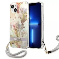 Etui i futerały do telefonów - Guess GUHCP13SHFLSU iPhone 13 mini 5,4" fioletowy/purple hardcase Flower Strap - miniaturka - grafika 1