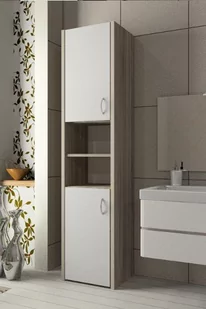 Słupek łazienkowy Adaś 2D Sonoma + Front Biały 40 cm - Szafki łazienkowe - miniaturka - grafika 2