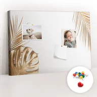 Tablice i flipcharty - Szkolna Tablica korkowa 60x40 cm, Kolorowe Pinezki, wzór Tropikalne liście - miniaturka - grafika 1