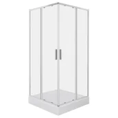 Kabiny prysznicowe - Kabina prysznicowa z brodzikiem Solid SQ 100 CHR szkło transparentne 6 mm, profile chrom KERRA - miniaturka - grafika 1