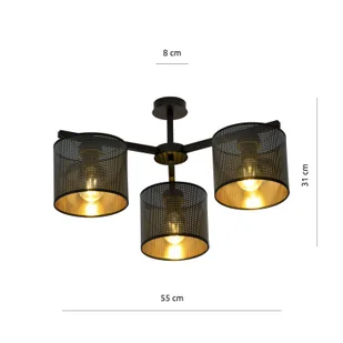 Emibig Jordan lampa sufitowa 3-punktowa czarna/złota 1144/3 1144/3 - Lampy sufitowe - miniaturka - grafika 6