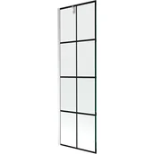 Parawany nawannowe - Mexen Next parawan nawannowy 1-skrzydłowy 60 x 150 cm, czarny wzór, chrom - miniaturka - grafika 1