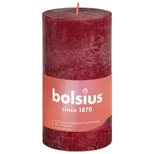 Świece - Bolsius Rustykalne świece pieńkowe Shine, 8 szt., 100x50 mm, czerwone Sfeerpunt - grafika 1