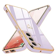 Etui i futerały do telefonów - Etui na telefon Samsung Galaxy S22 5G, słodkie serce platerowane, miękkie etui silikonowe TPU, smukłe etui na telefon komórkowy, odporne na uderzenia etui na telefon komórkowy (fioletowe) - miniaturka - grafika 1