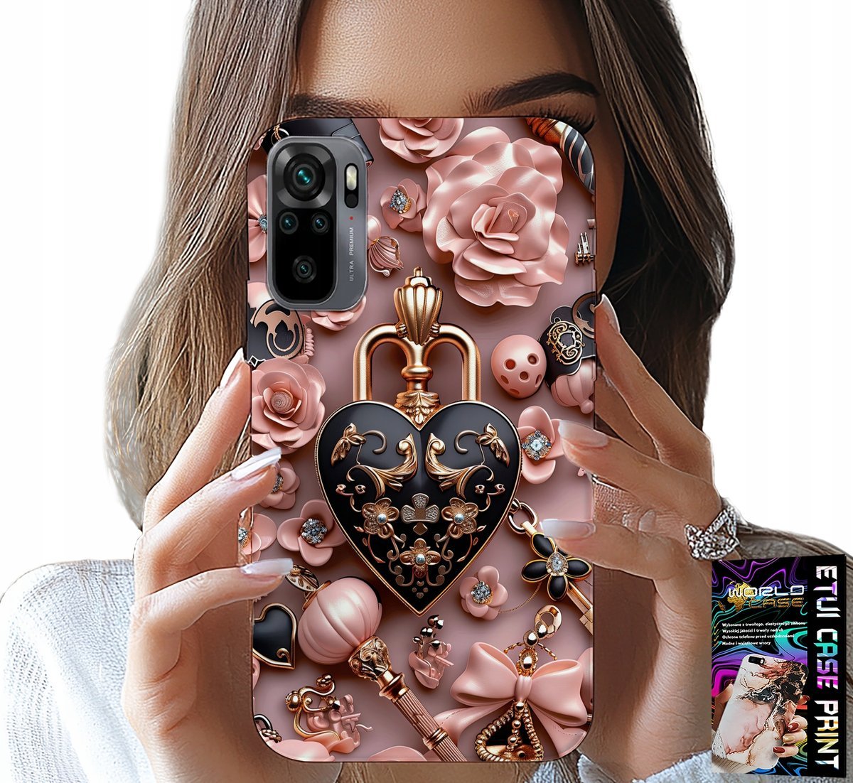 ETUI DO XIAOMI NOTE 10 / 10S - KOBIECE WZORY KŁÓDKA SERCE CASE + SZKŁO
