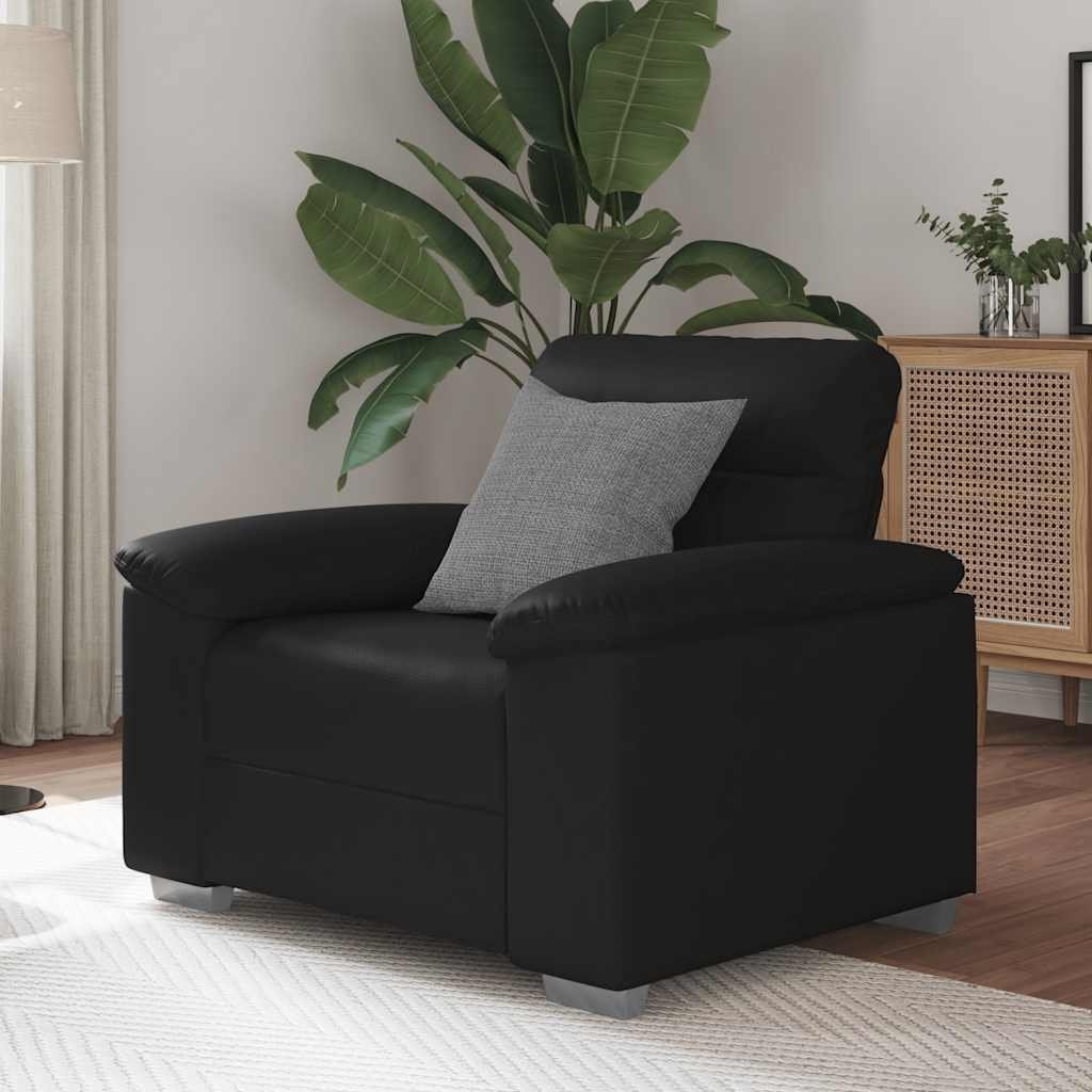 vidaXL Fotel, czarny, 60 cm, obity sztuczną skórą