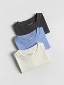 Koszulki dla chłopców - Reserved - Bawełniany t-shirt 3 pack - jasnoniebieski - miniaturka - grafika 1
